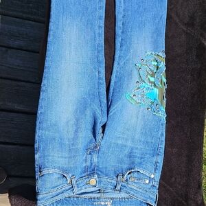 Marciano Blue Jeans with Green Embellishments